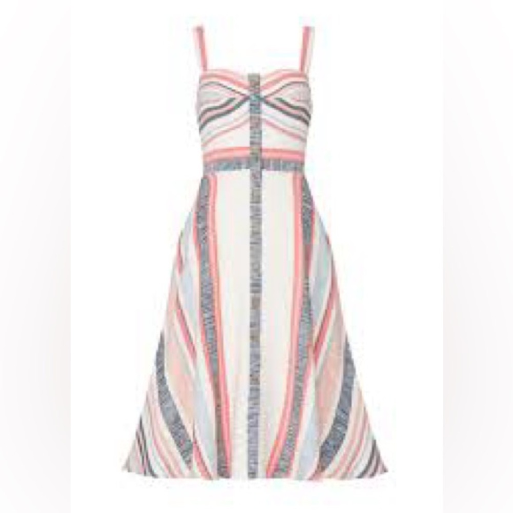 Anthropologie Hutch Summer Striped Florentine Cotton Blend Midi Dress Size 6 NWT